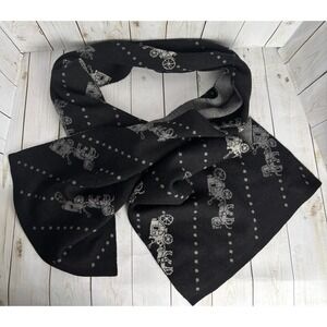 Coach Horse & Carriage Scarf Wrap Shawl Black Grey 100% Wool Rectangular 2237